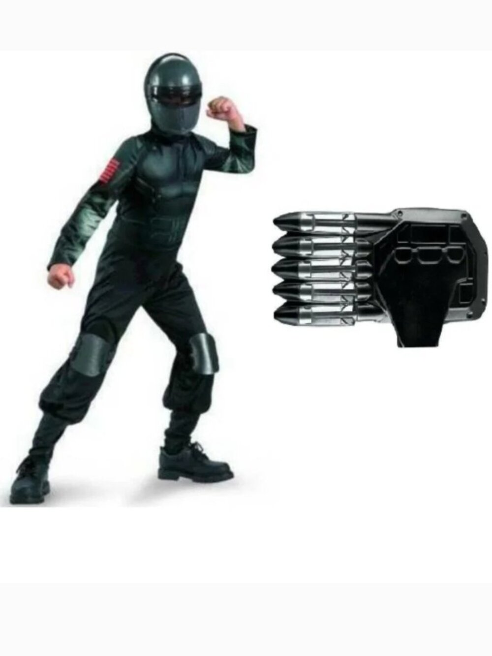 Snake Eyes GI Joe Ninja & Missiles Halloween Costume 4/6 Jumpsuit Mask 3 pc Boys